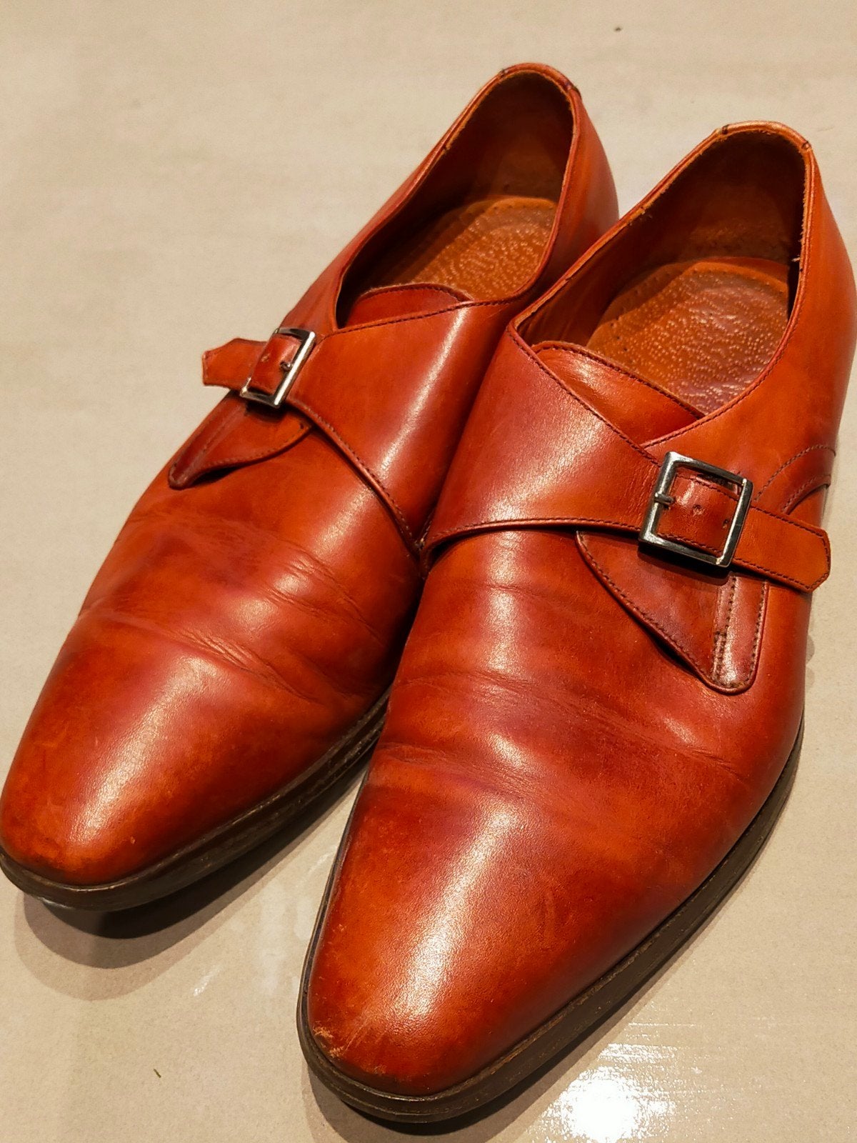 Reinhard Frans Cognac Single Monk Strap Schoenen 44, Bruin, Ophalen of Verzenden, Gespschoenen, Reinhard Frans