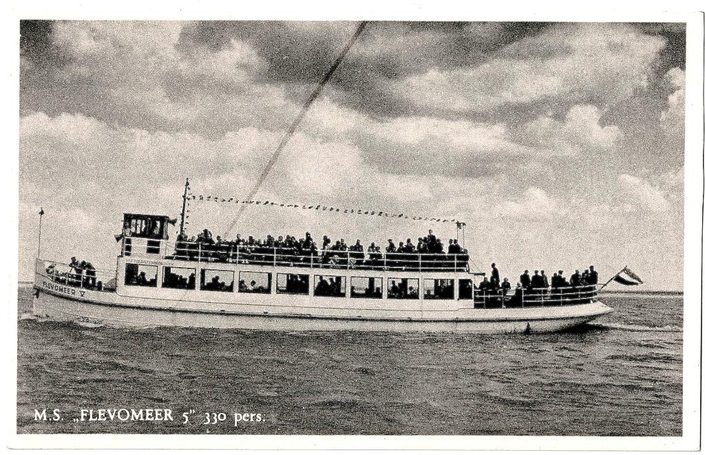 Harderwijk gld, salonboot ms Flevomeer, ongelopen, Verzenden, 1940 tot 1960, Ongelopen, Gelderland