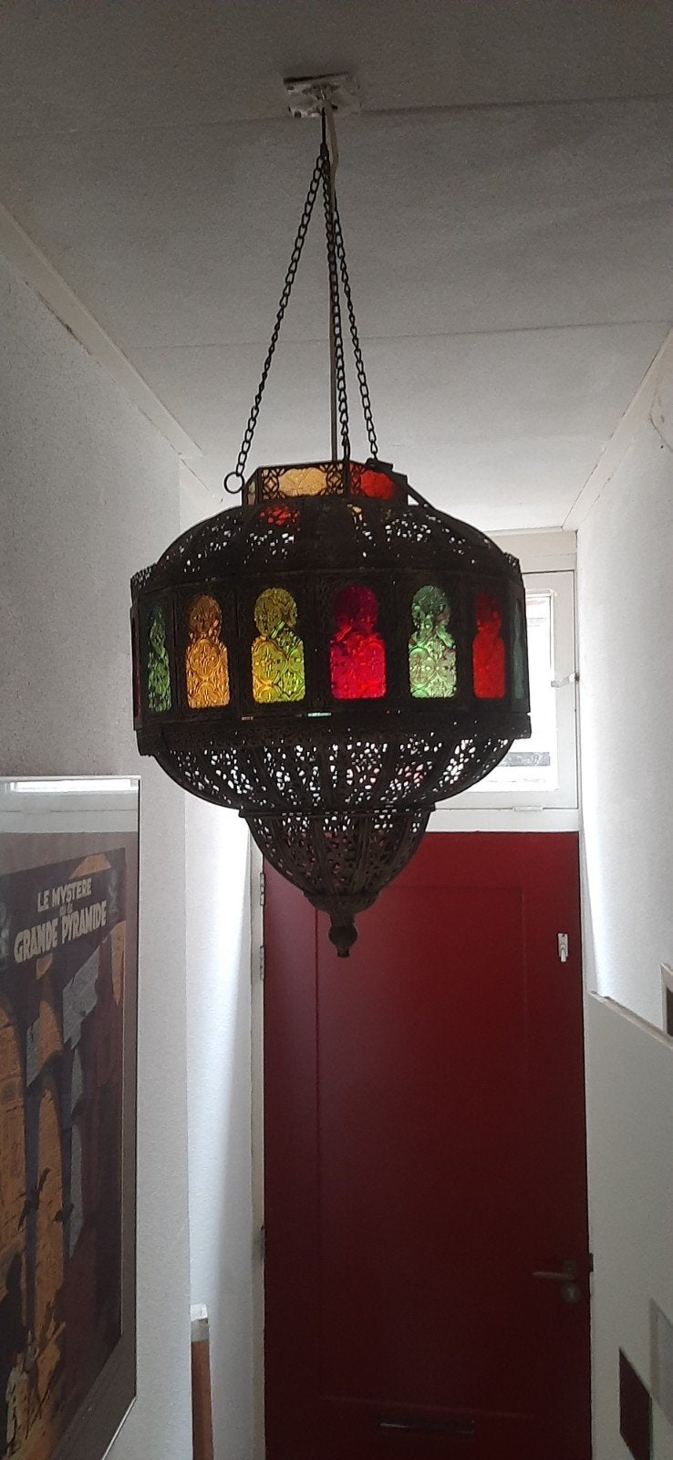 traditioneel handgemaakte marokkaanse hanglamp, Ophalen, Zo goed als nieuw, Glas, Marokkaanse stijl