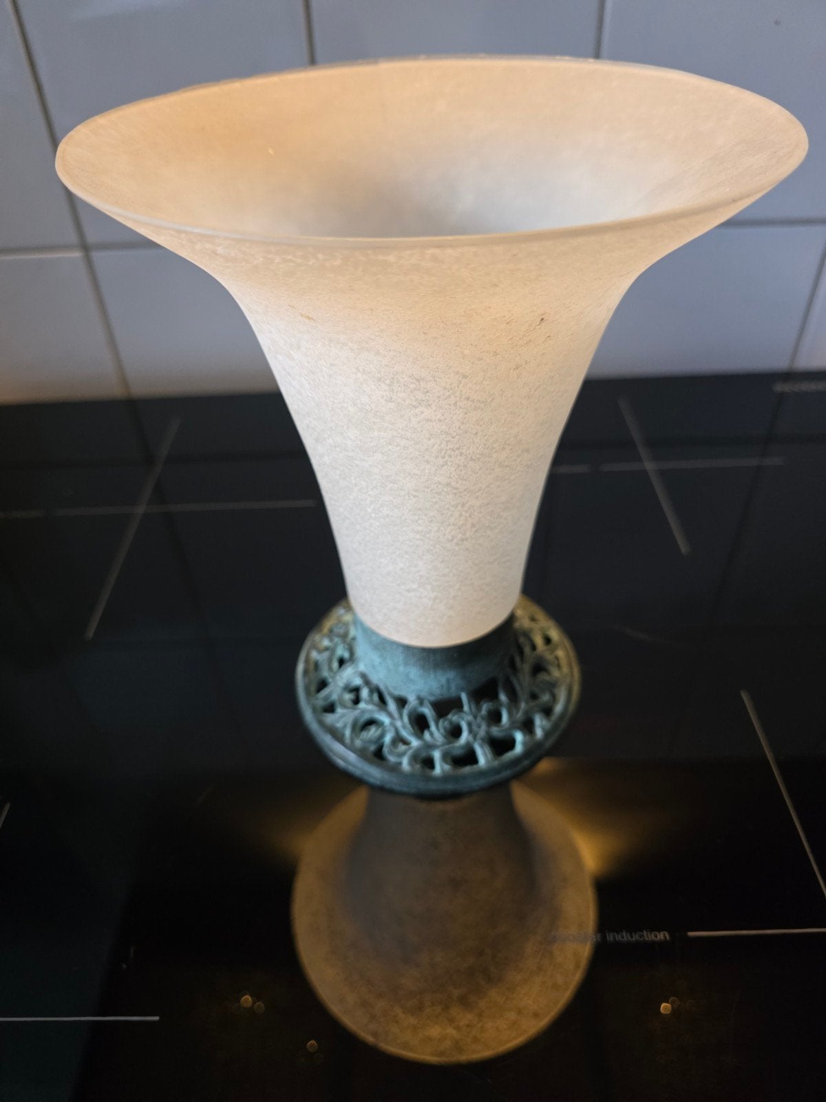 Art deco vaas glas en gietijzer, Ophalen of Verzenden
