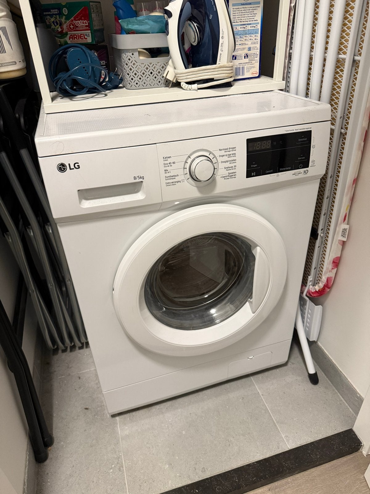LG GD3M108N3 Direct Drive - 8/5 kg Wasdroogcombi, Ophalen, Zo goed als nieuw, 85 tot 90 cm, 1200 tot 1600 toeren