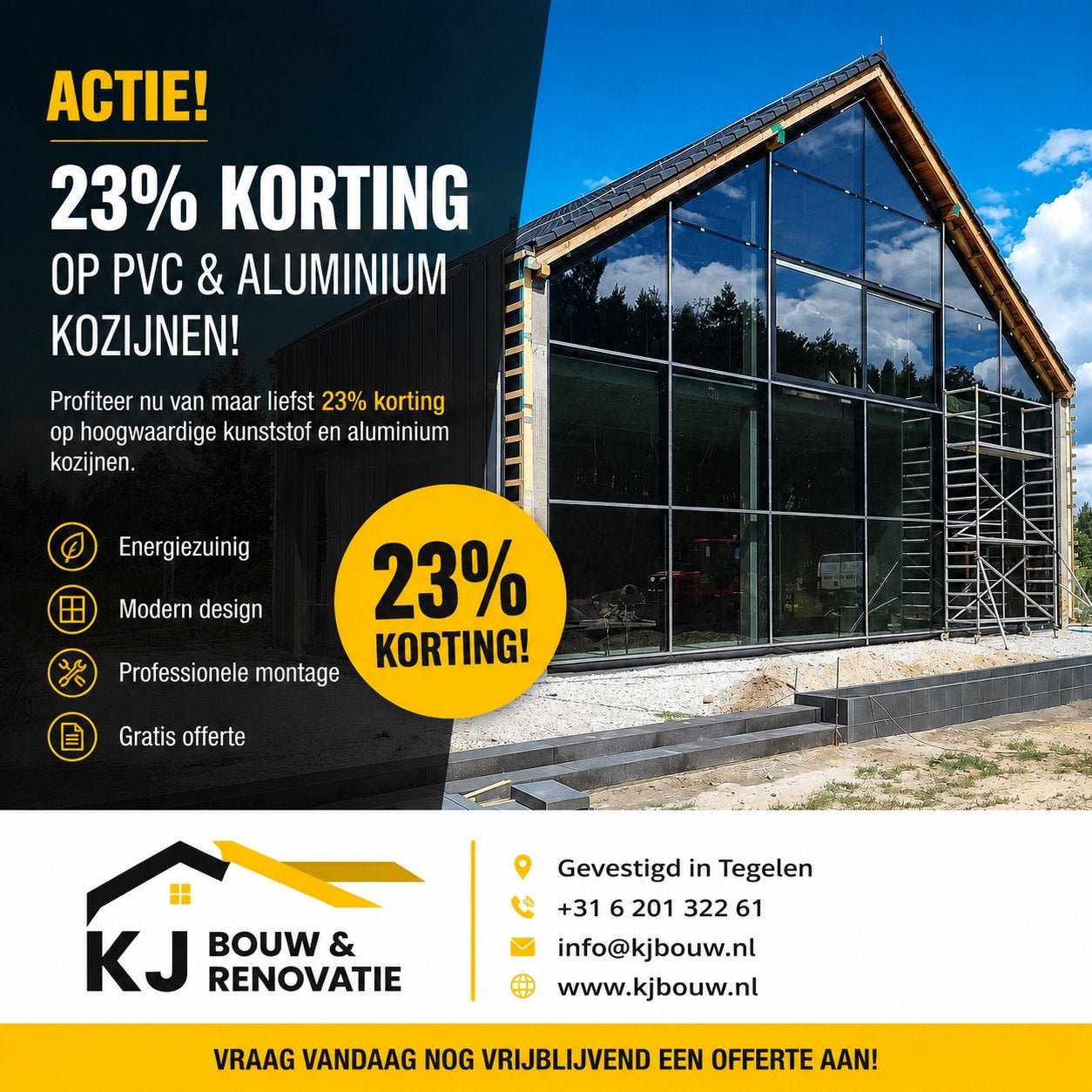 Kuntstsof & aluminium kozijnen, Ophalen of Verzenden, Nieuw, Kunststof, Raamkozijn