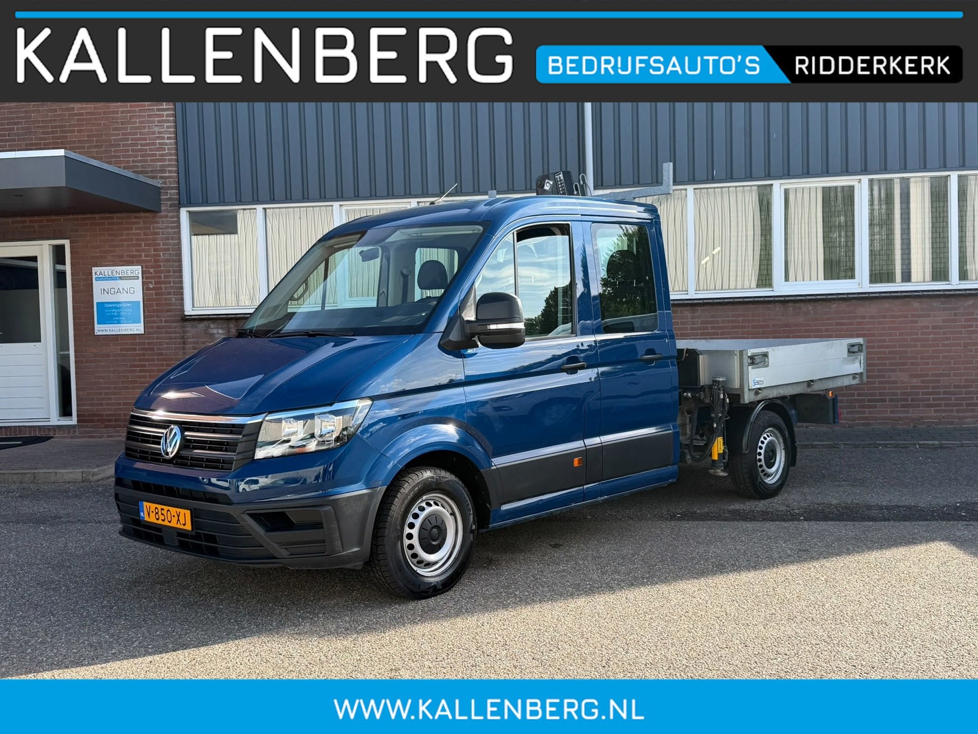 Volkswagen Crafter 35 2.0 TDI Pickup / DC / HIAB Kraan / Tre, Auto's, Voorwielaandrijving, Gebruikt, 4 cilinders, Blauw