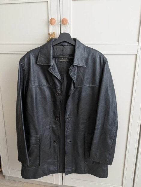 lerer jas mannen leather jacket men, Kleding | Heren, Jassen | Winter, Ophalen, Maat 52/54 (L), Zwart, Zo goed als nieuw