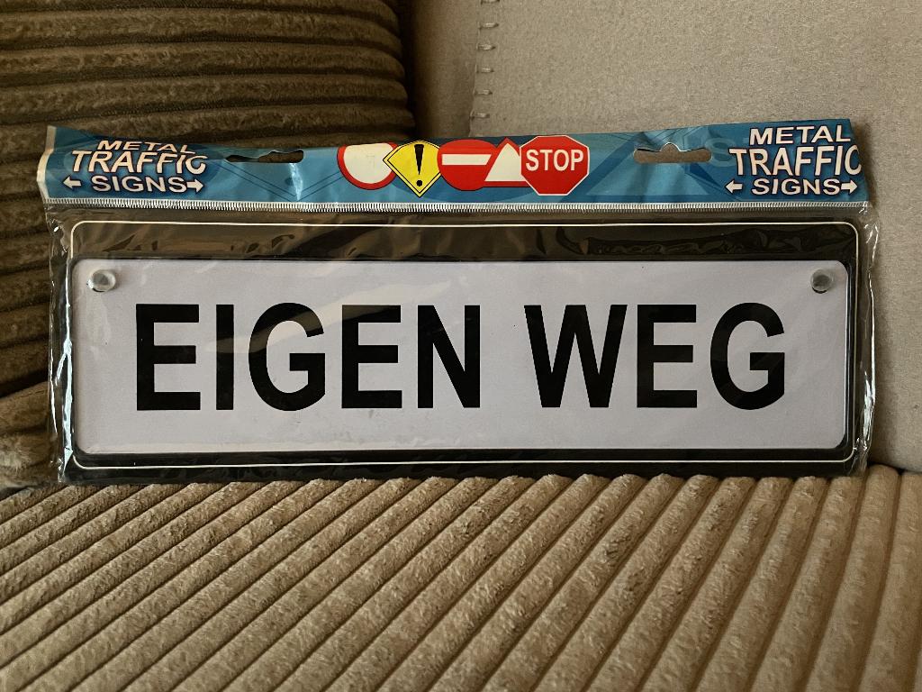 Eigen weg , autoraambord, Ophalen of Verzenden, Www.pand50.nl, Info@pand50.nl, Printer 29B Coevorden