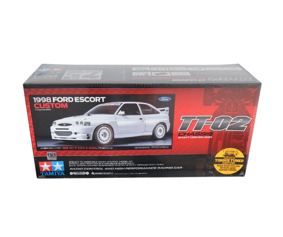 Tamiya 58691 1/10 R/C 1998 Ford Escort Custom (TT-02), Elektro, Nieuw, Ophalen of Verzenden, Schaal 1:10