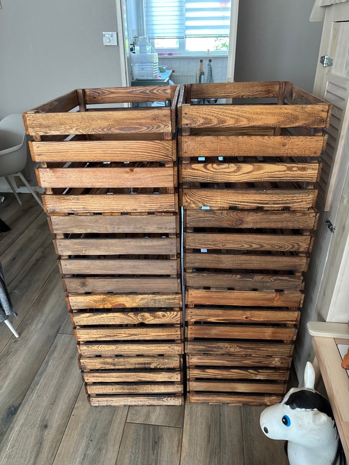 Set van 8 houten kisten / kratten, Huis en Inrichting, Woonaccessoires | Kisten, Ophalen, 50 – 75, Gebruikt, 50 tot 100 cm