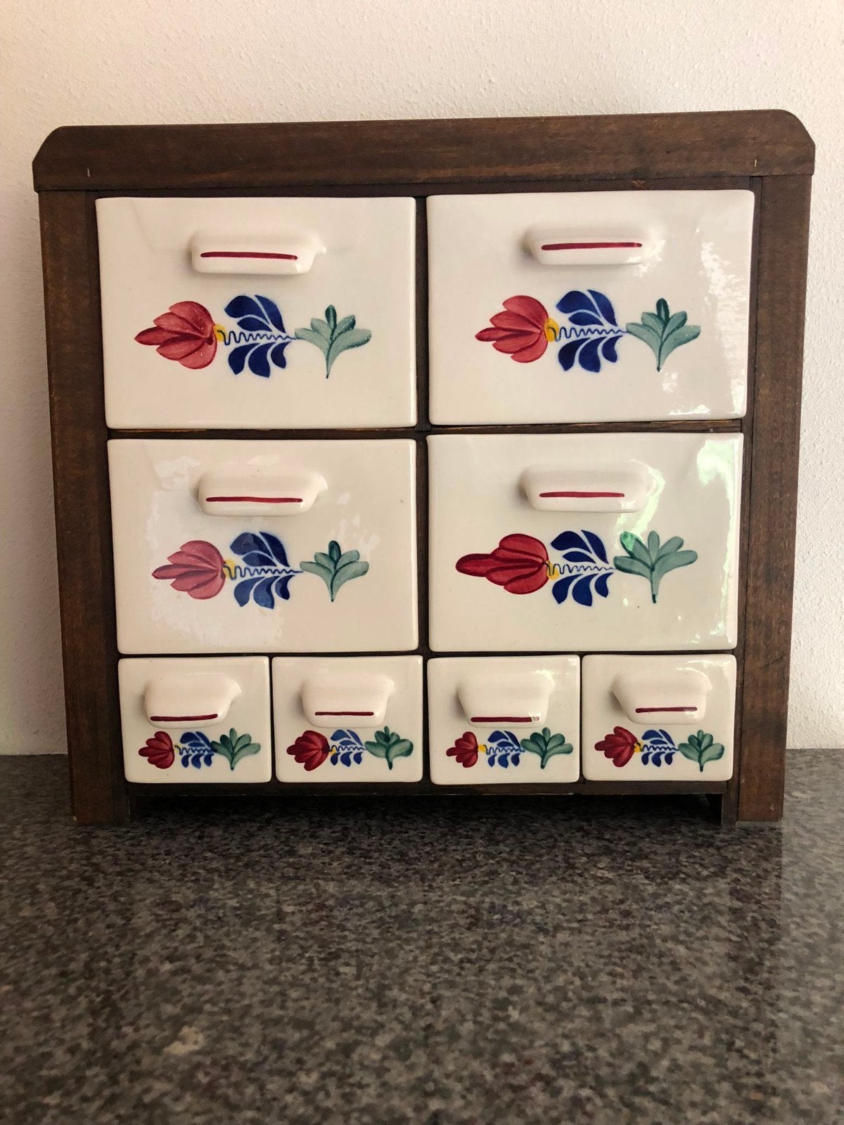 Orgineel ladenkastje "Boerenbont", Ophalen, Zo goed als nieuw, 39 cm, 37 cm