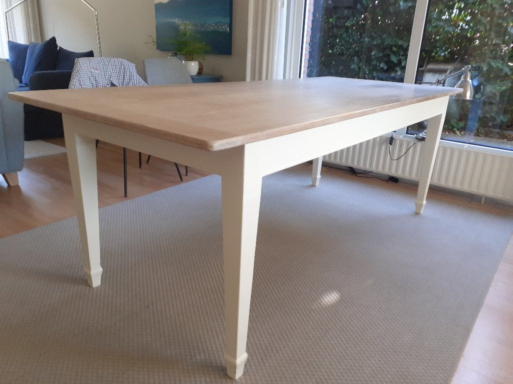 Eiken tafel 215X90X76, Huis en Inrichting, Tafels | Eettafels, Romantisch, Eikenhout, 200 cm of meer, Zo goed als nieuw