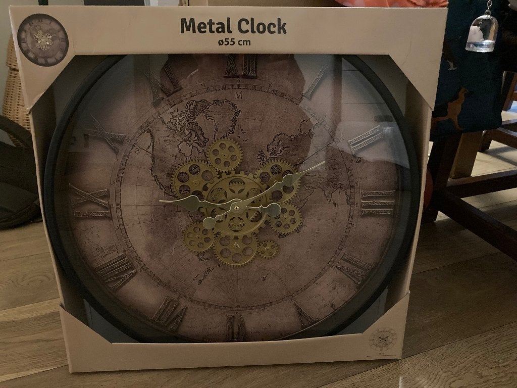 Ronde metalen wandklok, Ophalen, Wandklok, Analoog, Nieuw