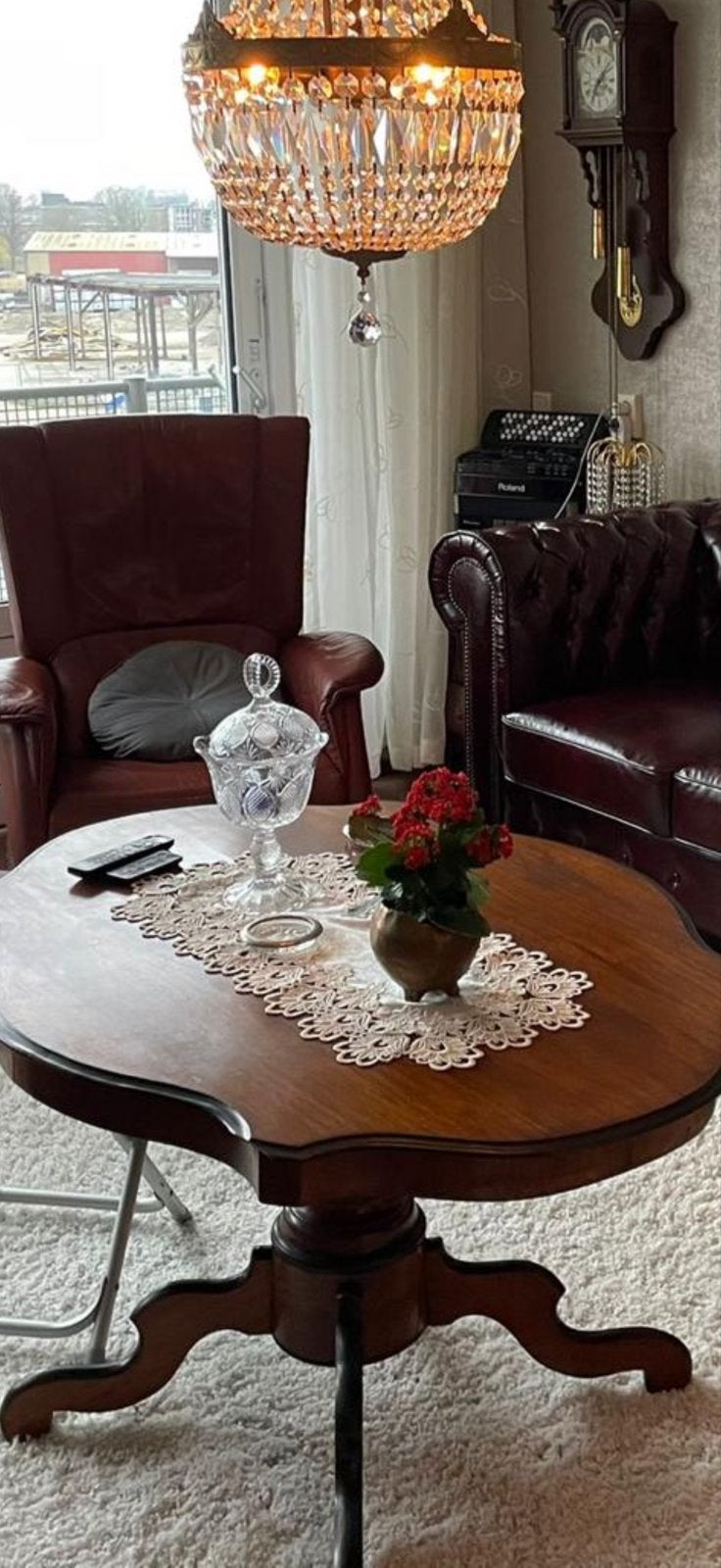 Antieke Biedermeier Salontafel - Ovaal met Unieke Vorm, Antiek en Kunst, Ophalen of Verzenden