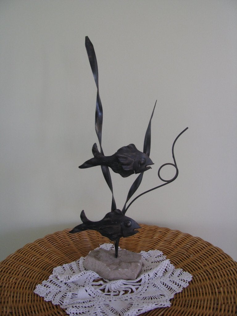 Van TOEN * kei # steen met 2 x vis & wier & bubbel *, Ophalen of Verzenden, Huis en Inrichting