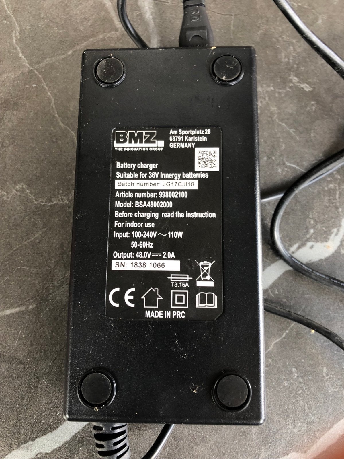 Gazelle BMZ Acculader voor 36V Innergy batterijen, Ophalen of Verzenden, Gebruikt