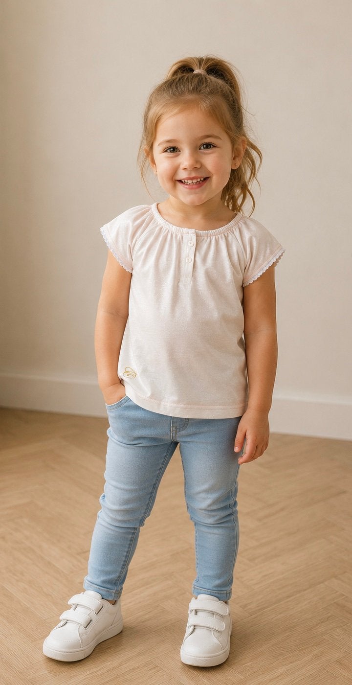 Lichtroze Carbone goud glitter t-shirt meisjes 134, Ophalen of Verzenden, Zo goed als nieuw, Meisje, Shirt of Longsleeve