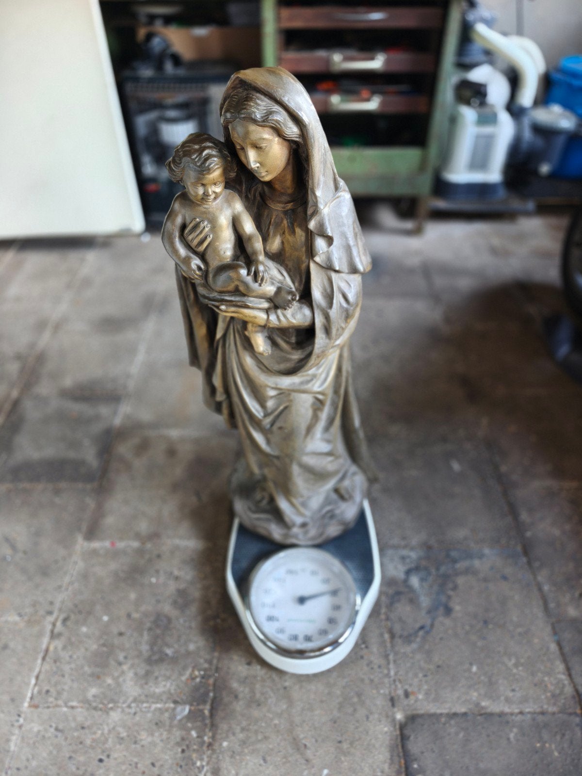 Bronzen Maria met Kind Beeld - 80 cm, 30 kg, Antiek en Kunst, Ophalen, 50 - 100 cm, Brons, Beeld