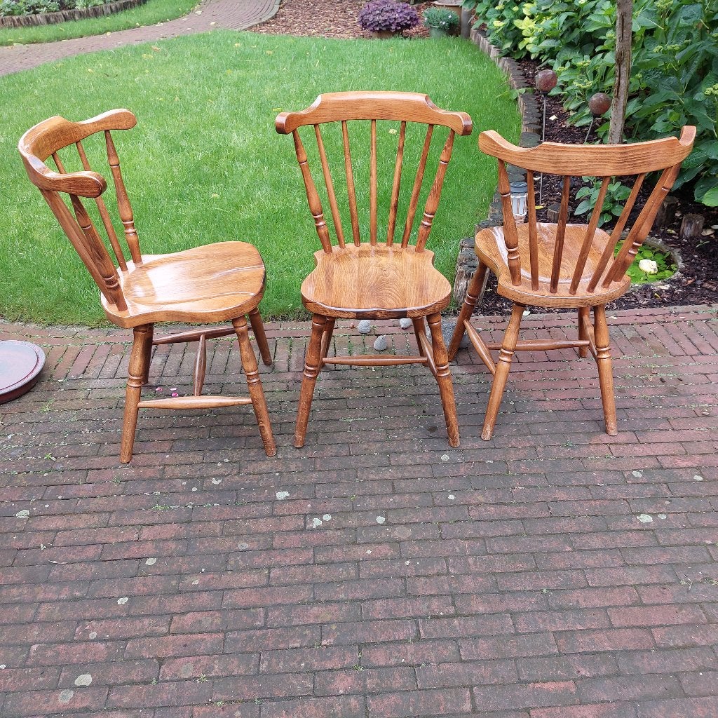 Beukenhouten 8 stoelen, 3 krukjes, Nieuwstaat, Ophalen, Gebruikt, Hout, Vijf, Zes of meer stoelen