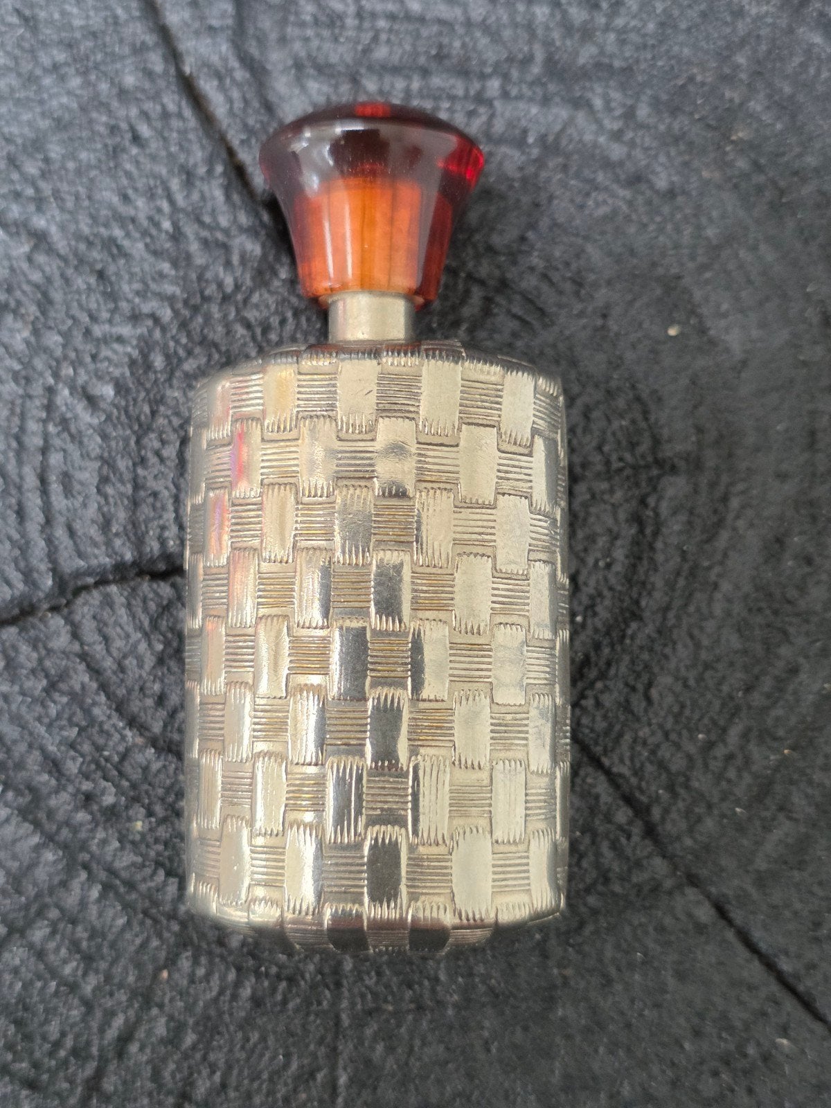 Vintage Parfum Flesje met Elegante Dop - Metaal, Antiek en Kunst, Verzenden