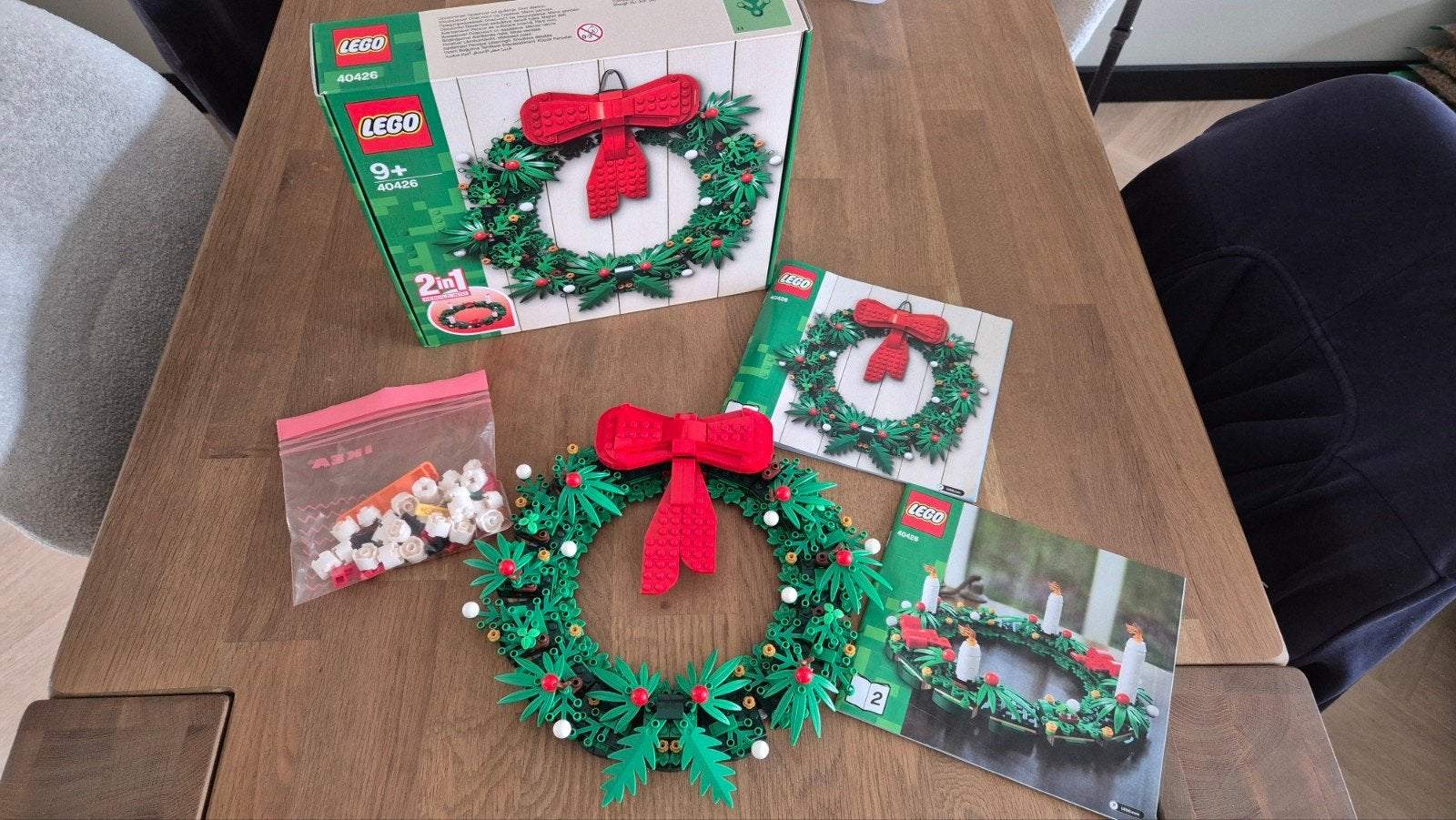 Lego Kerstkrans 40426 - Zo goed als nieuw, Inclusief instructies, Overige thema's, Lego, Ophalen of Verzenden