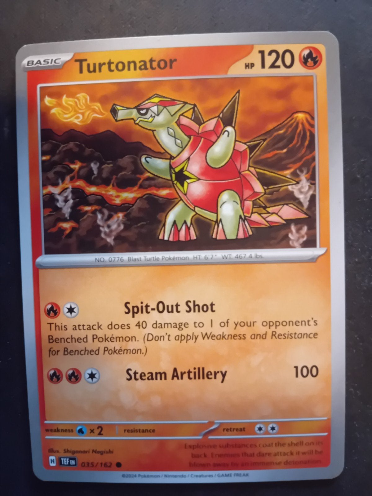 Pokémon Kaart Turtonator 035/162 HTEF, Ophalen of Verzenden, Zo goed als nieuw, Losse kaart, Foil