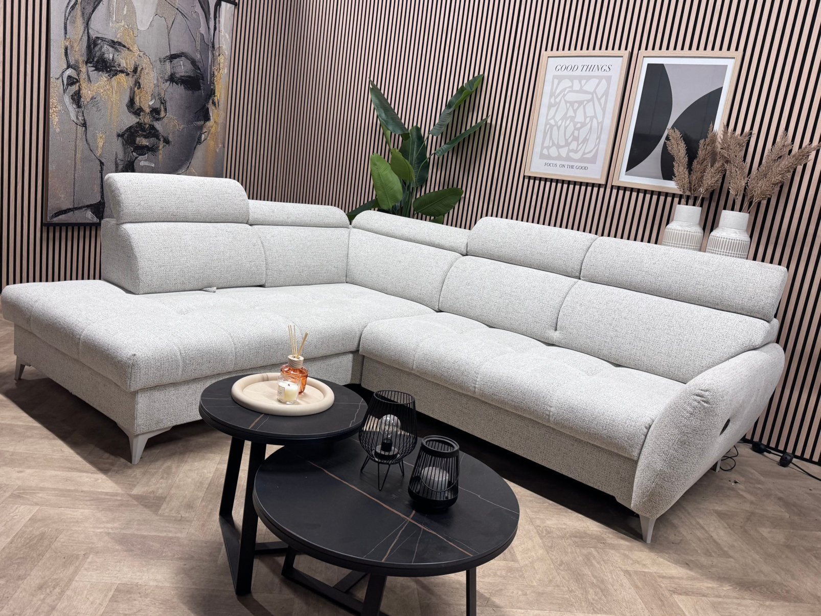 SHOWMODEL| Luxe Kapenga Hoekbank Elektrisch - Grijs -280x215