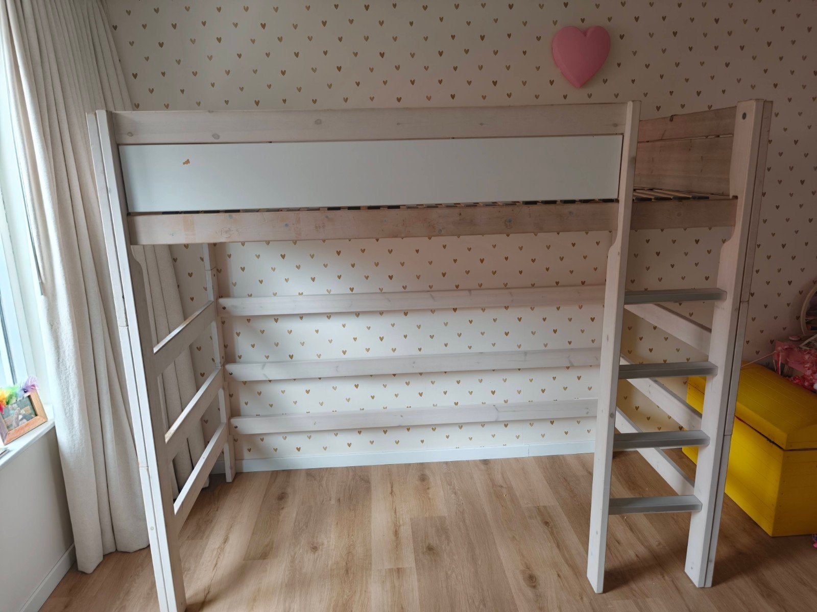 Lifetime hoogslaper whitewash, Ophalen, Gebruikt, Eenpersoons, 160 tot 180 cm