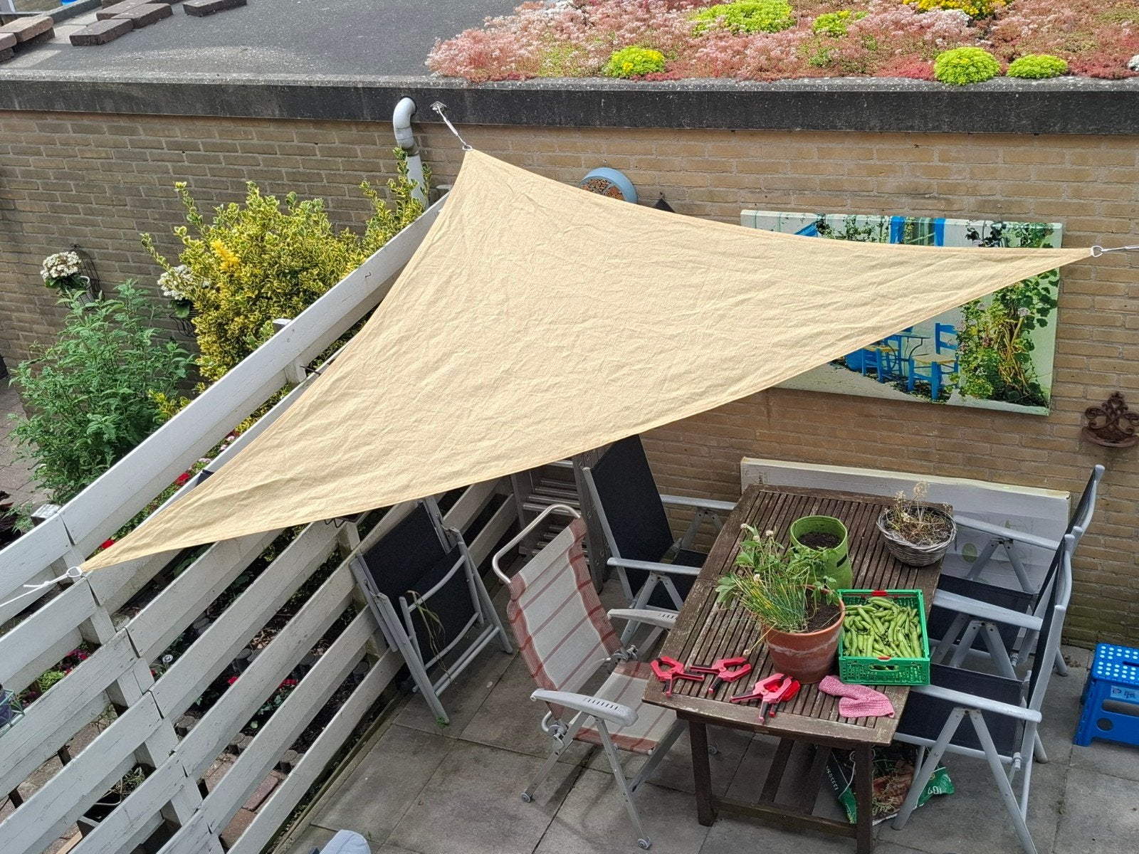 Schaduwdoek, 3,4 x 2,4 x 2,4 meter, driehoekig., Tuin en Terras, Schaduwdoeken, Ophalen of Verzenden