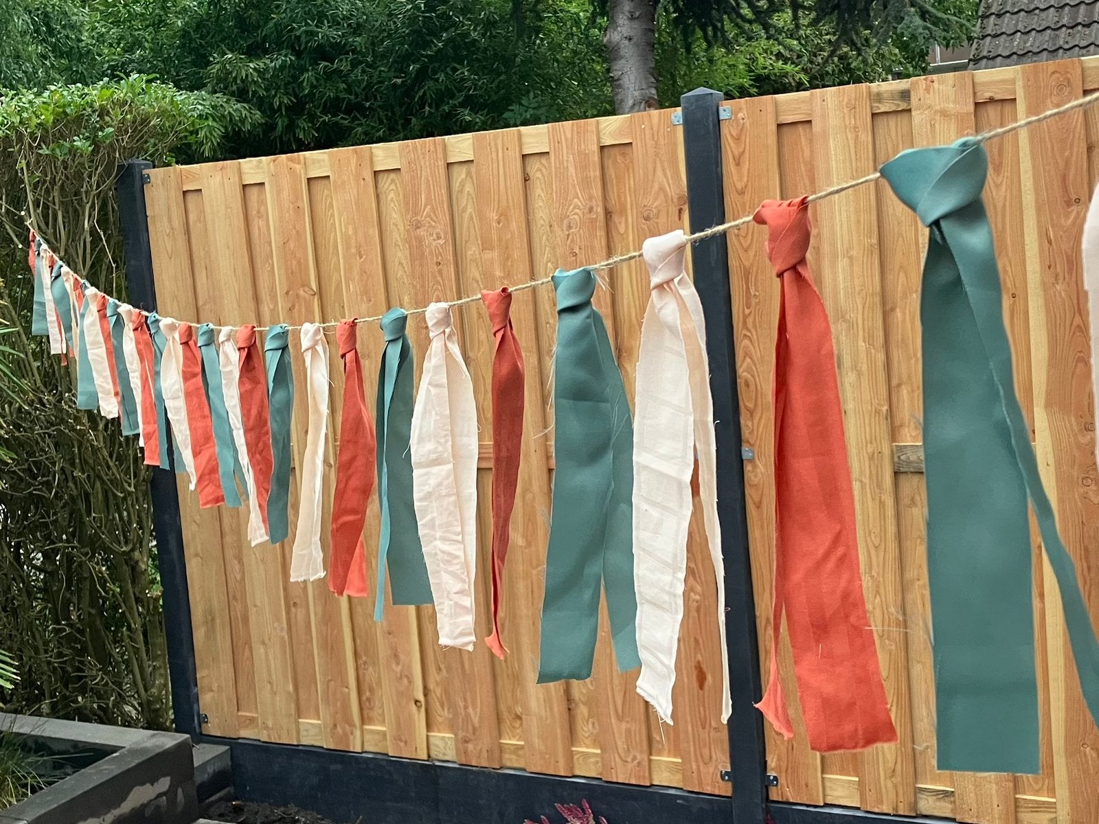 Stoffen slinger, lintjes, 5 mtr, groen, nude en aardetinten, Ophalen of Verzenden, Zo goed als nieuw, Versiering