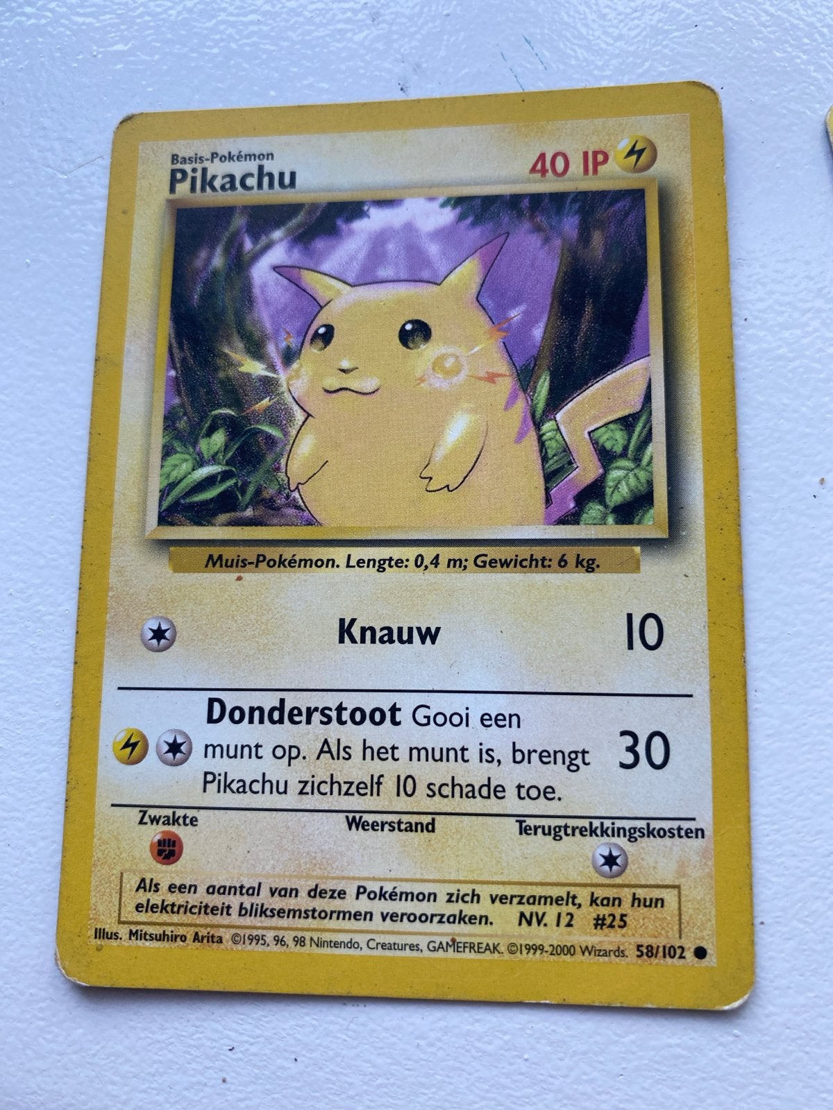 Pokémon Pikachu Basis-Pokémon Kaart 58/102, Ophalen, Gebruikt, Losse kaart