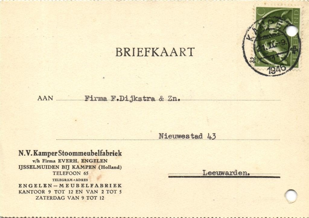NV Kamper Stoommeubelfabriek, IJsselmuiden bij Kampen - 02.1, Ophalen of Verzenden, Briefkaart
