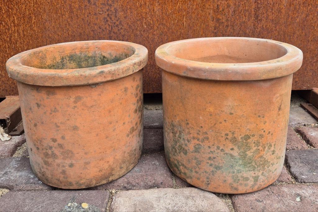Set oude terracotta Chimney potten samen 25€, Tuin en Terras, Bloempotten, Ophalen, Gebruikt, Rond, Minder dan 40 cm
