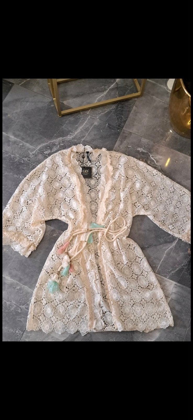 GD Gehaakt vestje met kwastjes - Nieuw, Kleding | Dames, Jurken, Maat 38/40 (M), GD, Beige, Nieuw