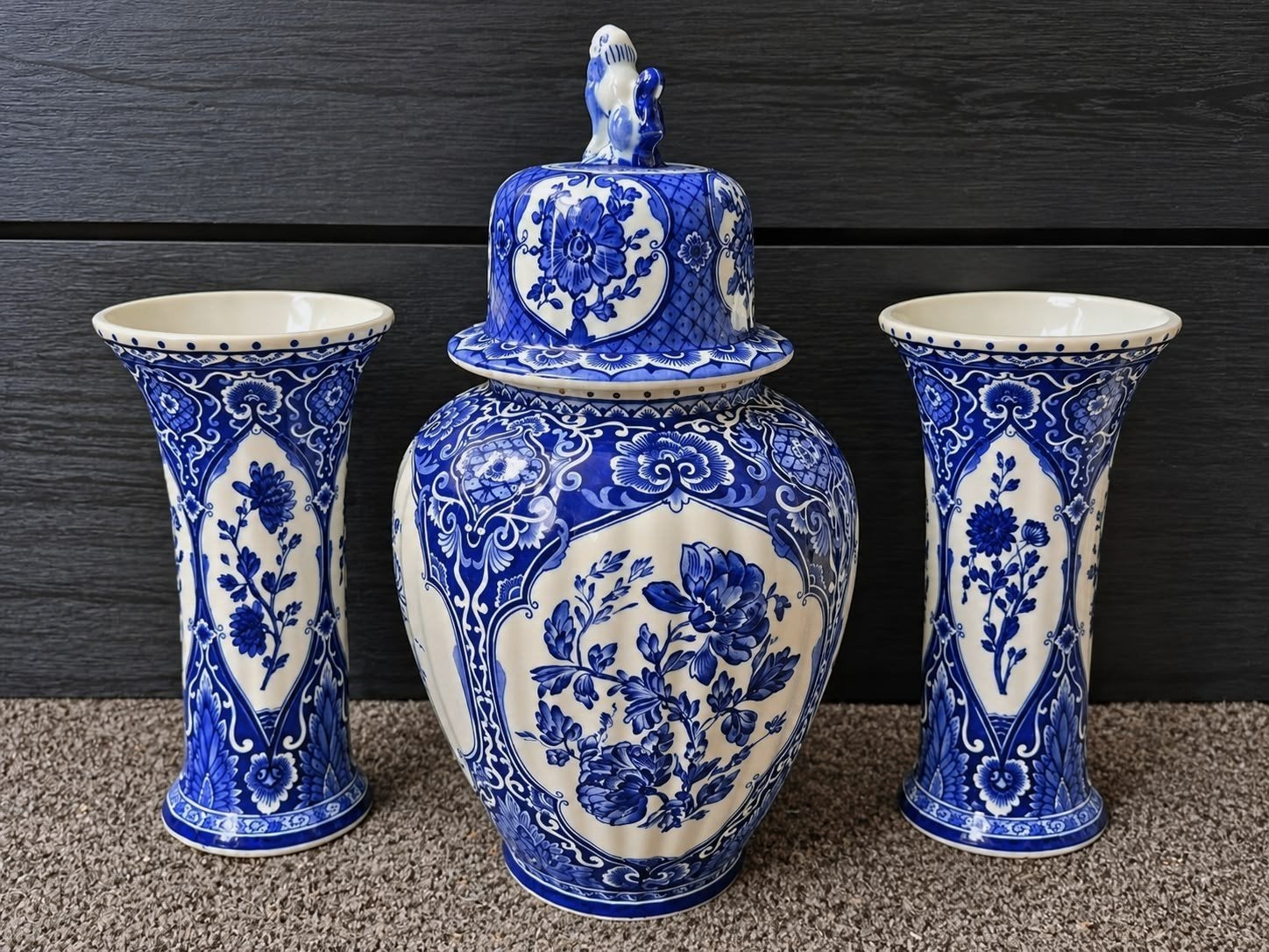 Prachtige set van 3 Delfts Blauwe vazen van Royal Boch, Ophalen