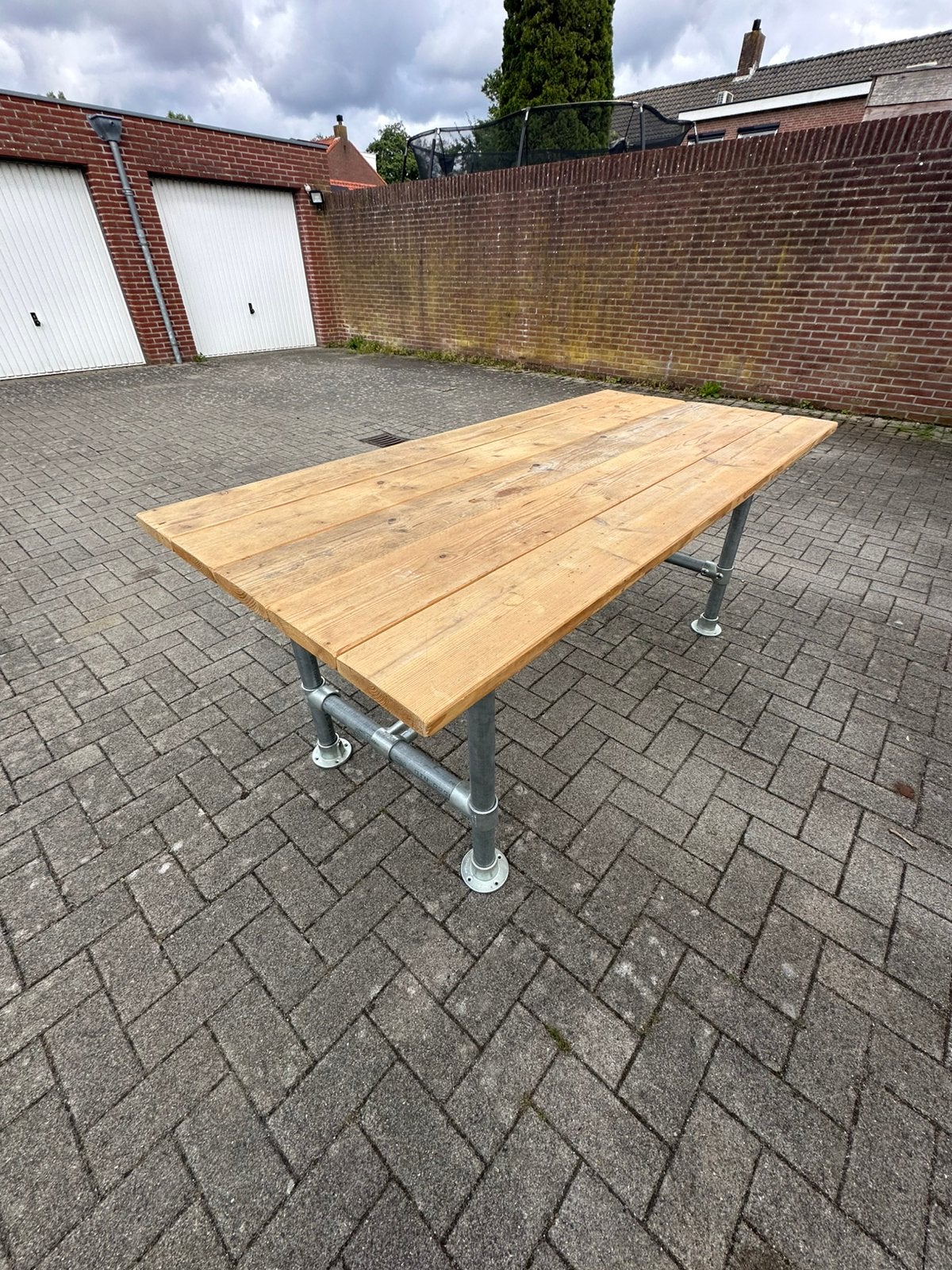 Tafel steigerplank inclusief onderstel, Huis en Inrichting, Tafels | Eettafels, Ophalen, 50 tot 100 cm, Zo goed als nieuw, 150 tot 200 cm