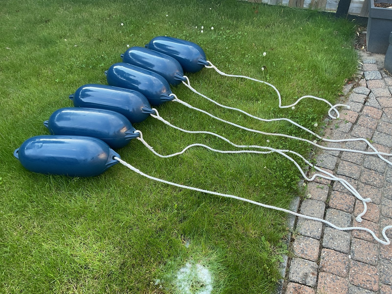 Zes blauwe stootwillen (fenders) 21x62 cm, zgan, Ophalen, Zo goed als nieuw, Overige typen