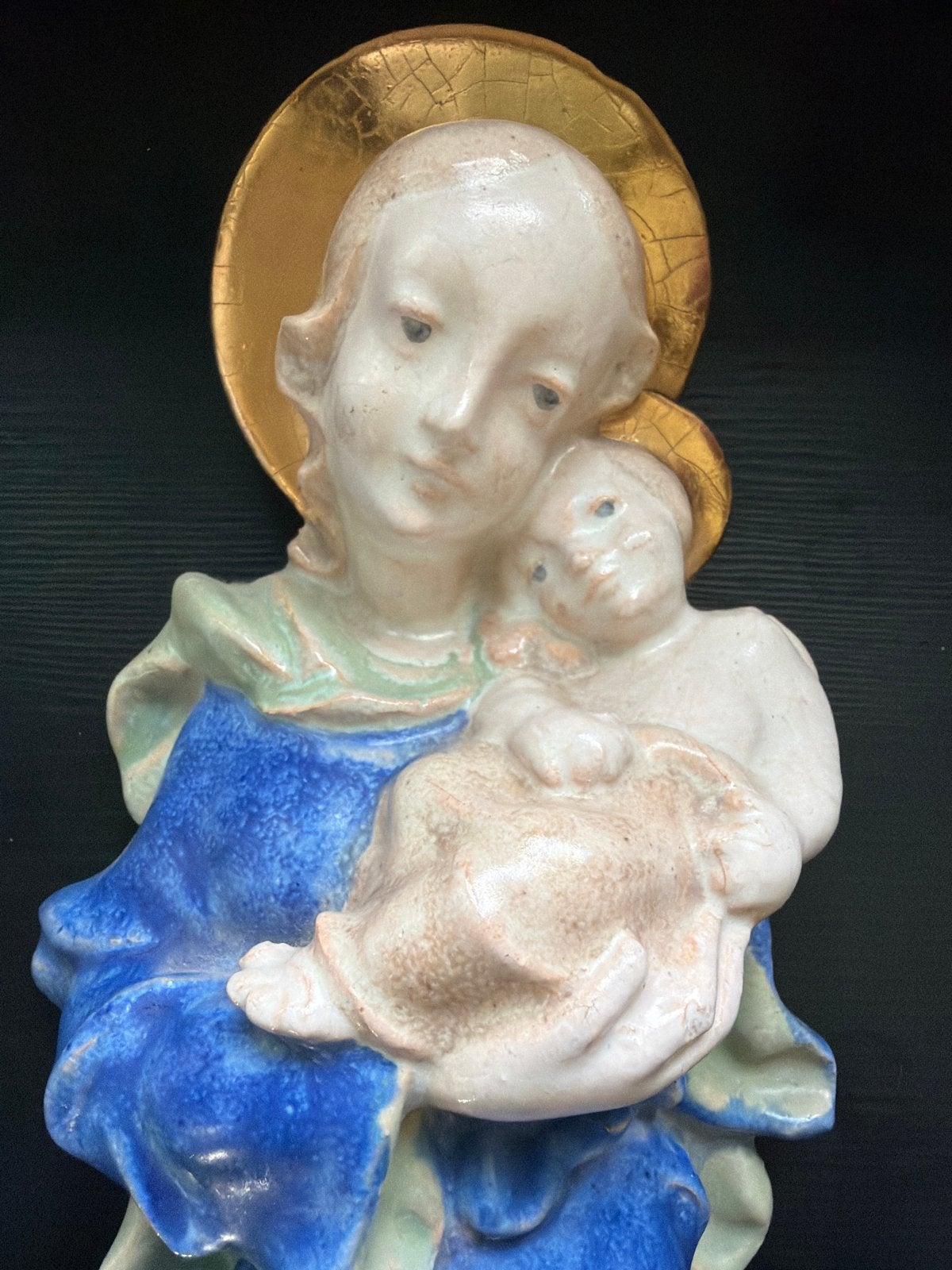 Wanddecoratie Maria met kind, prachtig glazuurwerk, Italiaan, Ophalen of Verzenden