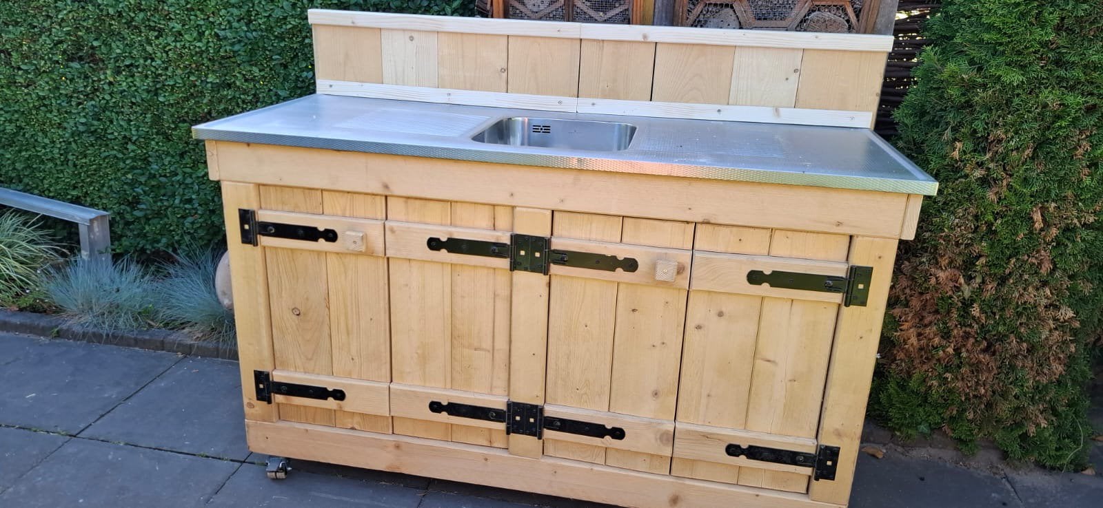 buitenkeuken met verschillende maten rvs reginox werkblad, Tuin en Terras, Ophalen, Nieuw, Houtskool