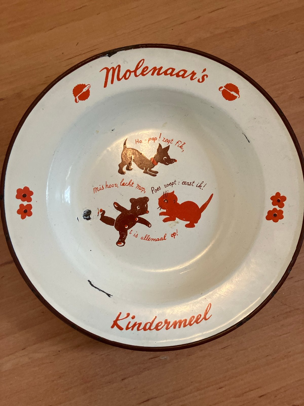 Vintage Molenaar's Kindermeel emaille bord/schaal, Ophalen of Verzenden
