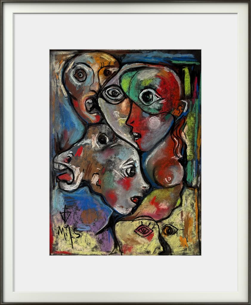 Miquel Torner de Semir -  “Quatre Mirades” pasteltekening, Ophalen of Verzenden