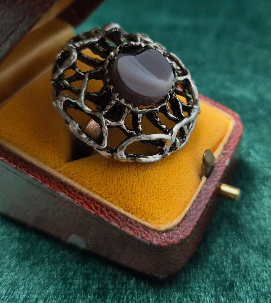 Vintage Brutalistische Ring - Fins Design (Tapani Vanhatalo), Sieraden, Tassen en Uiterlijk, Ringen, Ophalen of Verzenden, Zo goed als nieuw