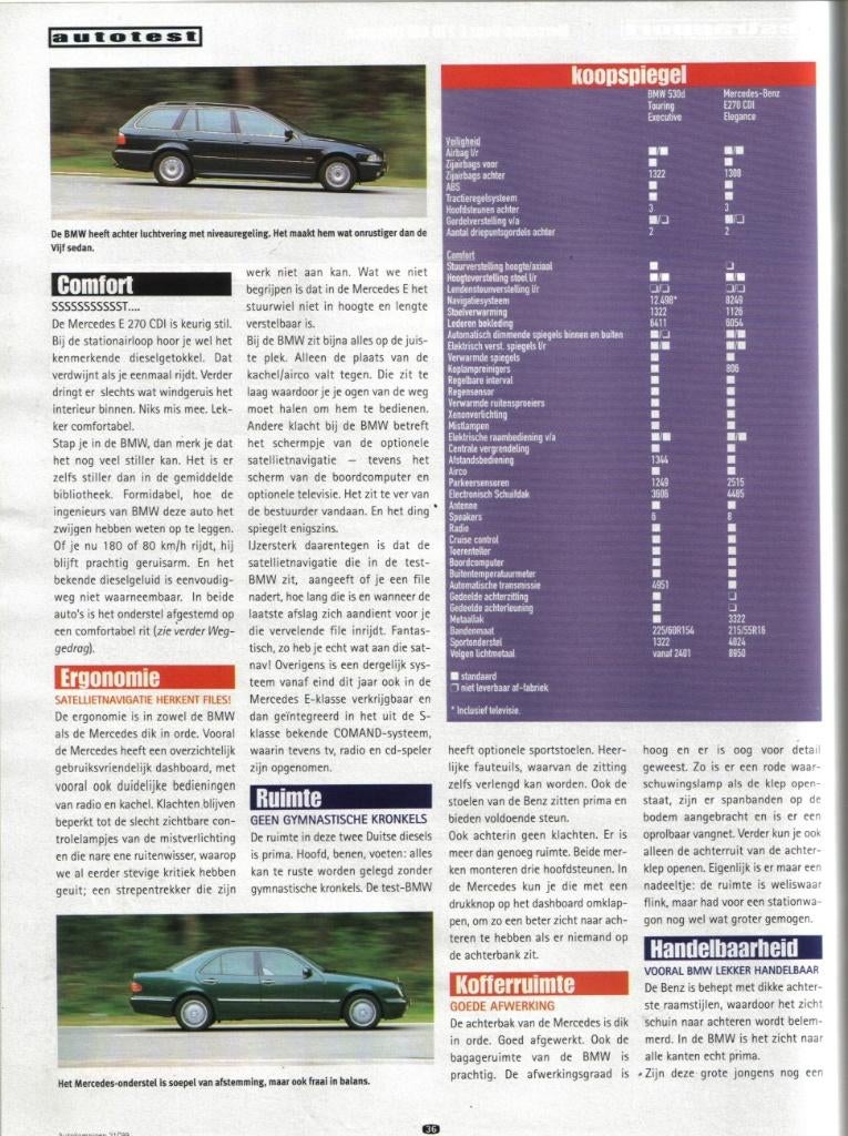 Autokampioen test BMW 530 d contra Mercedes E 270 CDI, Ophalen of Verzenden, Gelezen, BMW
