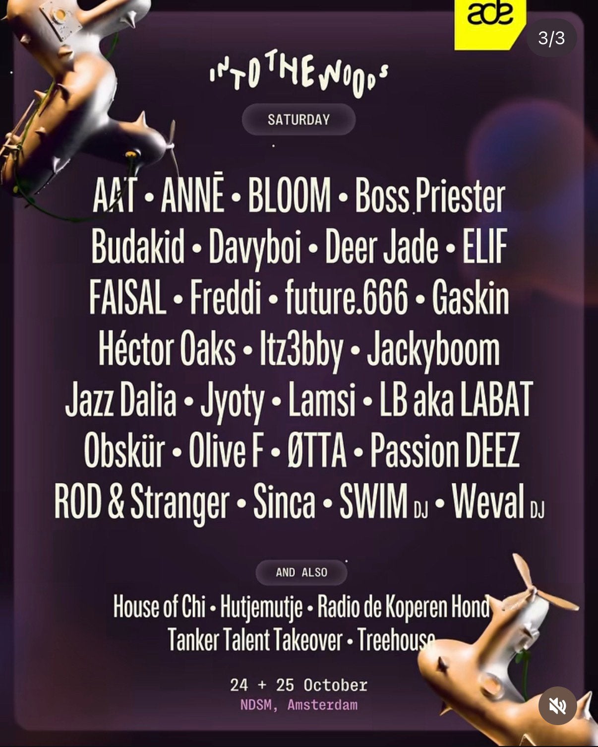 4x Ticket Into the Woods ADE Amsterdam - Zaterdag 24 okt, Drie personen of meer, Oktober