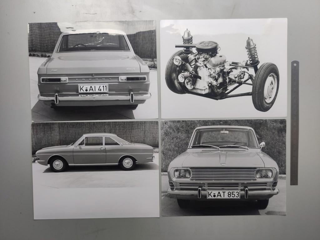 (299) Ford Taunus 15m Coupé persfoto 4x, Verzamelen, Automerken, Motoren en Formule 1, Auto's, Ophalen of Verzenden