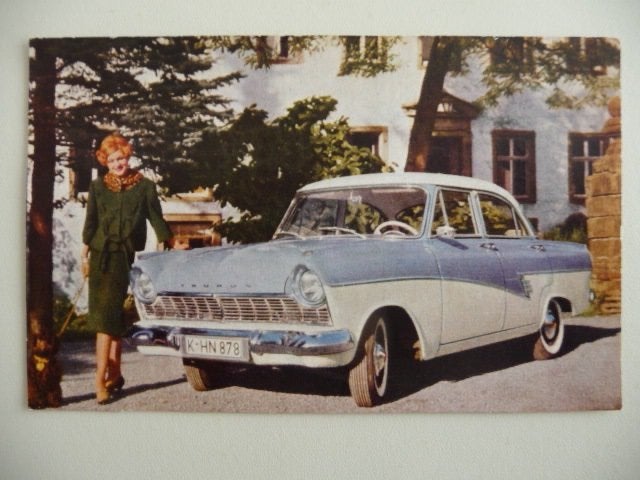 oude kleuren foto ansichtkaart - FORD TAUNUS 17M - uit 1957, Ophalen of Verzenden, 1960 tot 1980, Ongelopen, Voertuig