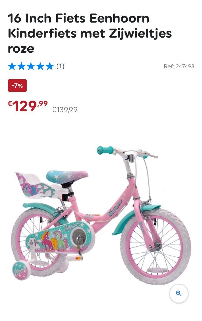 Unicorn meisjesfiets, Ophalen of Verzenden, Zo goed als nieuw, Velgrem, 20 inch