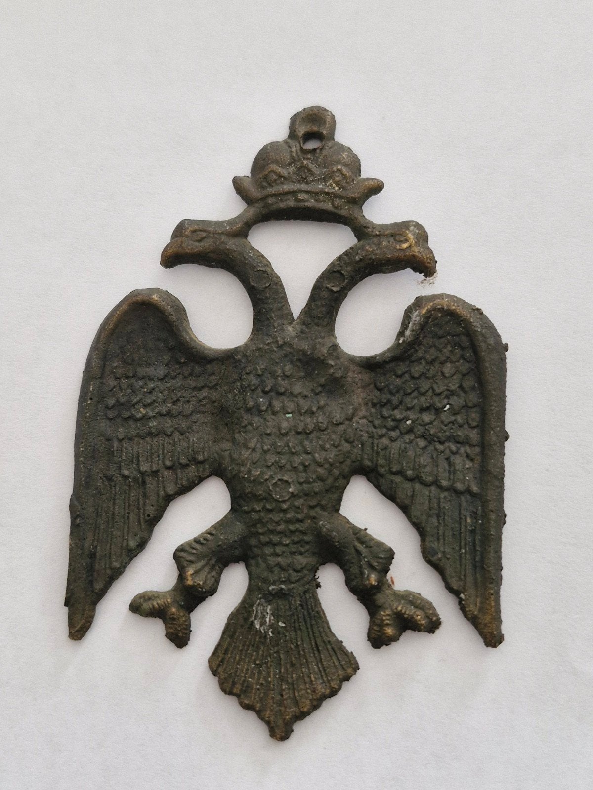 tweekoppige adelaar hanger van brons., Ophalen of Verzenden, Gebruikt, Dier of Natuur