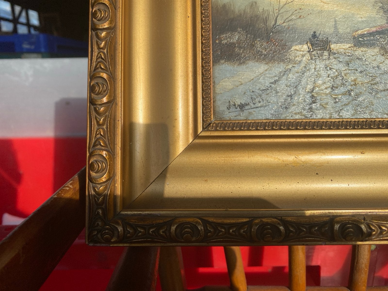 Schilderij Winterlandschap met Koets - Klassiek, Ophalen, Doek, Landschap, Olieverf