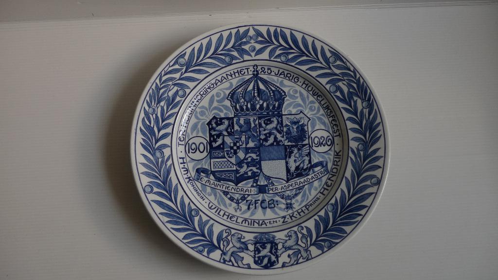 Herdenkingsbord 25-jarig huwelijk Wilhelmina en Hendrik, Ophalen of Verzenden