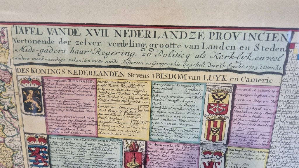 Tafel vande XVII Nederlandze Provincien, ingelijst. 8C10, Ophalen of Verzenden
