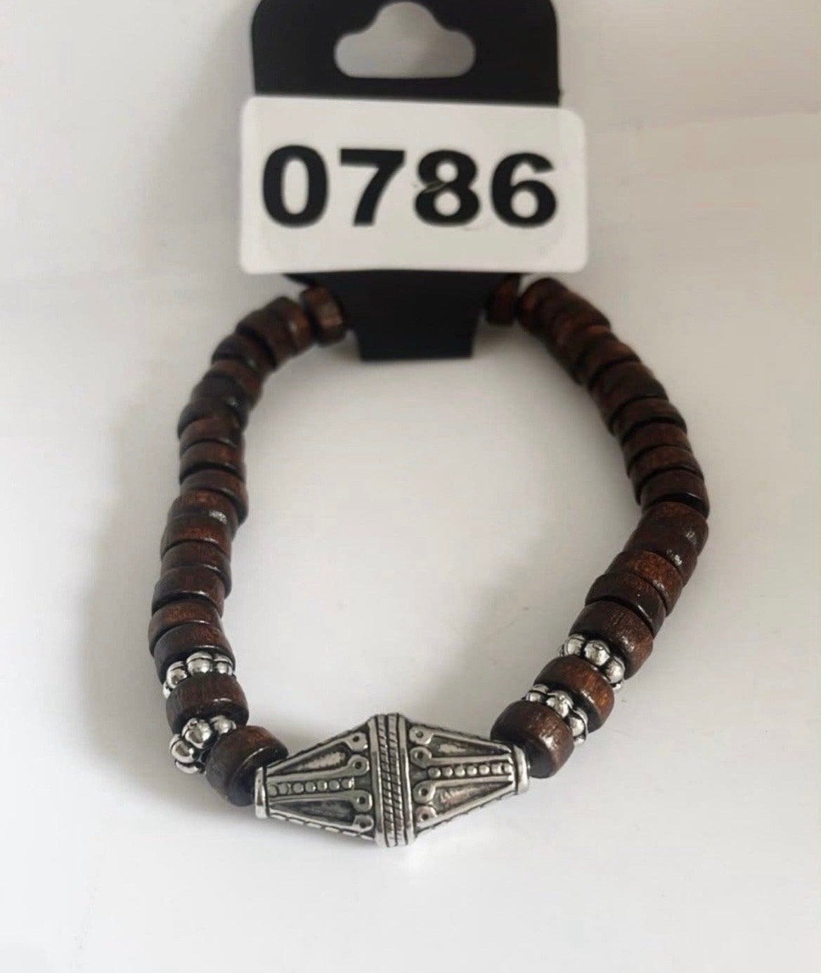 Nieuwe houten armband met zilverkleurige accenten, Bruin, Verzenden, Nieuw, Met bedels of kralen
