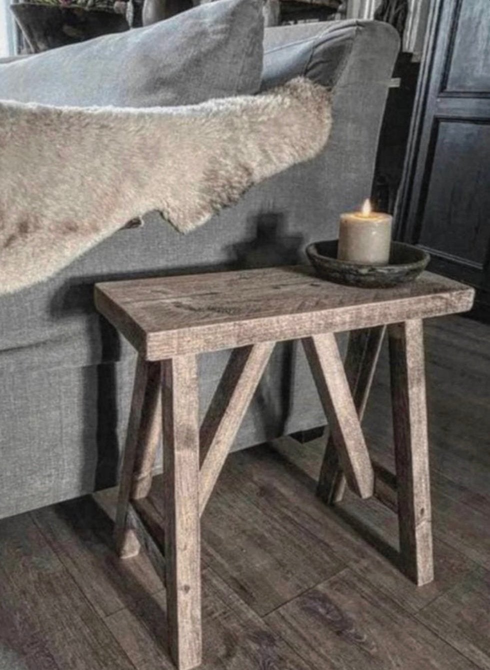 ~Stoer Sober Landelijk Houten Krukje/Bankje~, Huis en Inrichting, Ophalen of Verzenden, Nieuw